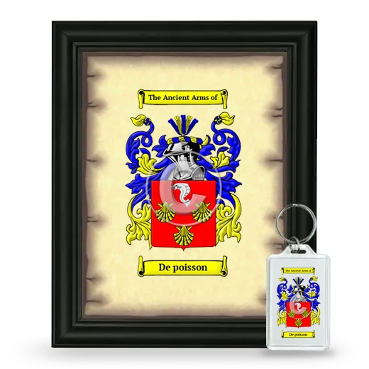 De poisson Framed Coat of Arms and Keychain - Black